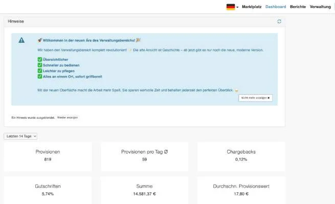 Eine neue Ära bei affilicon: Der neue Verwaltungsbereich ist live